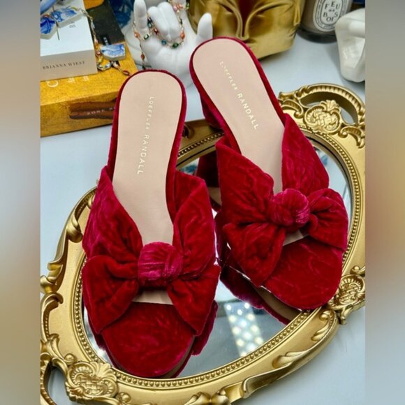 🆕 LOEFFLER RANDALL 🧿 NWOB Celeste Knotted Velvet Block Mid Heel Slide, Sz 7 - Picture 8 of 14